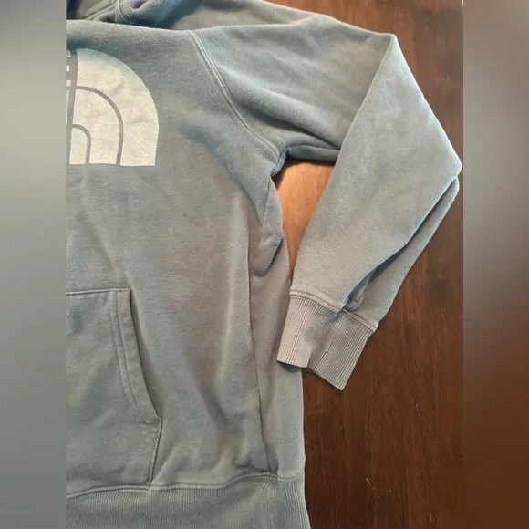 The North Face Sweatshirt Hoodie Women's S Long Sleeve Graphic Logo Pocket Blue - Picture 7 of 9